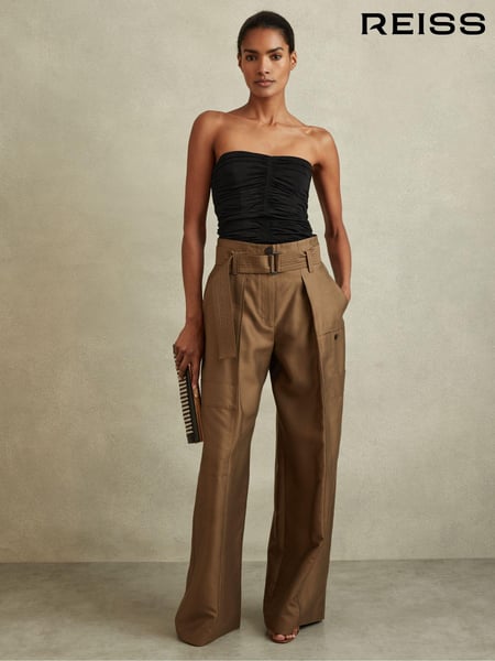 Reiss Black Marina Ruched Strapless Tube Top (N97260) | € 137