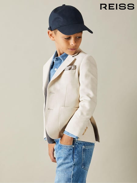 Reiss Stone Aphrodite 9-13 yrs Slub Check Single Breasted Blazer (N97993) | € 184