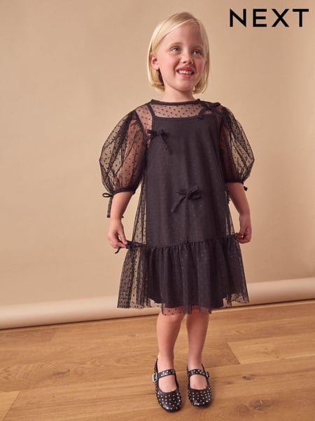 Black Mesh Bow Dress (3-16yrs) (N98105) | € 16 - € 21