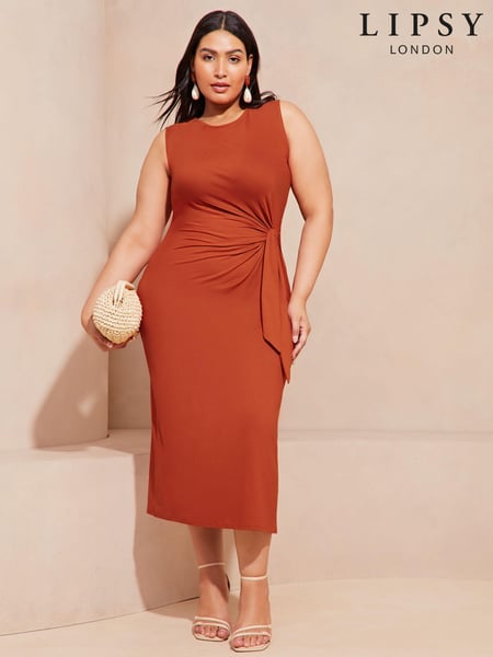 Lipsy Red Curve Sleeveless Racer Tie Side Jersey Midi Dress (N98249) | € 26