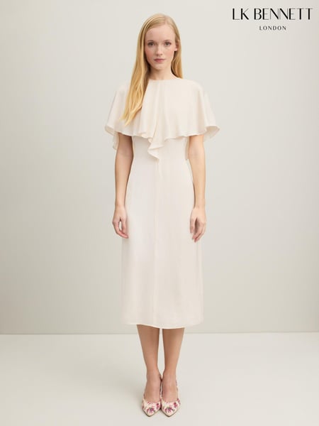 LK Bennett Cream Sadie Cape Detail Dress (N98729) | € 233