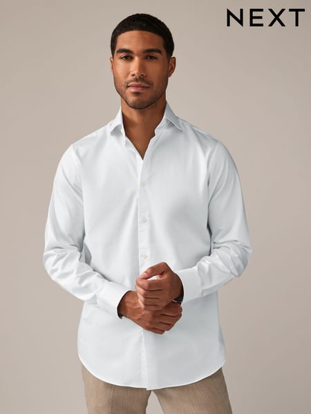 White Regular Fit 100% Cotton Poplin Twill Formal Shirt (N99134) | € 48