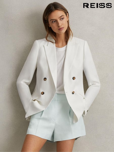 Reiss Blue Lori Viscose-Linen Front Pleat Suit Shorts (N99135) | € 231