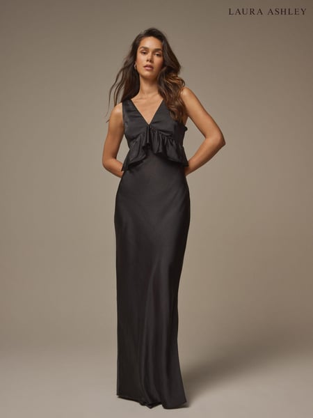 Laura Ashley Black Satin Bias Cut Dress (N99629) | € 62