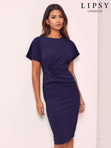 Lipsy Navy Twist Side Round Neck Midi Dress (P47419) | € 45