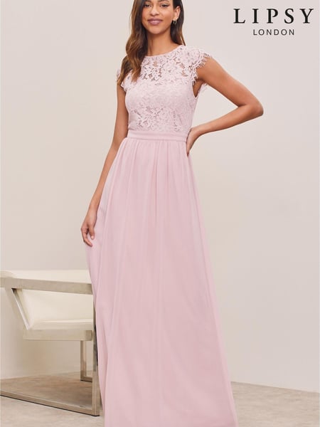 Lipsy Pink Lace Top Bridesmaid Maxi Dress (P48542) | € 40