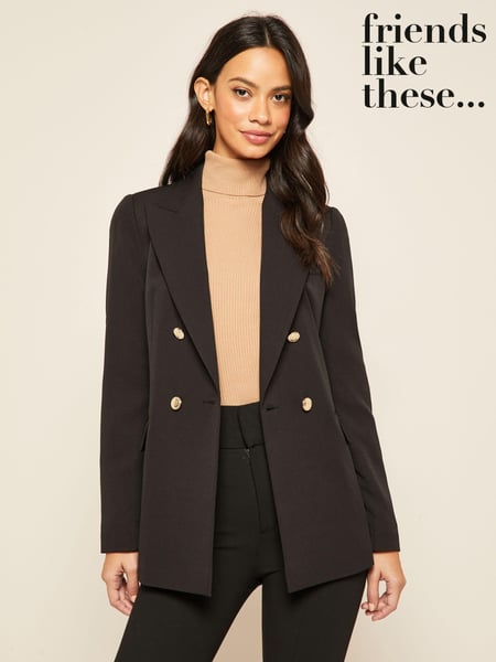 Friends Like These Black Military Double Breasted Tailored Blazer (P67612) | € 16