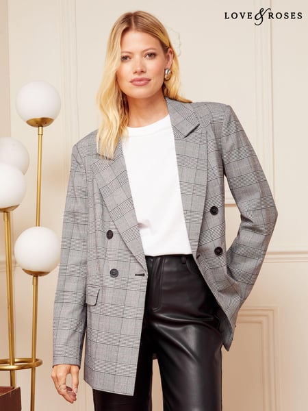 Love & Roses Grey Double Breasted Tailored Blazer (P79325) | € 27