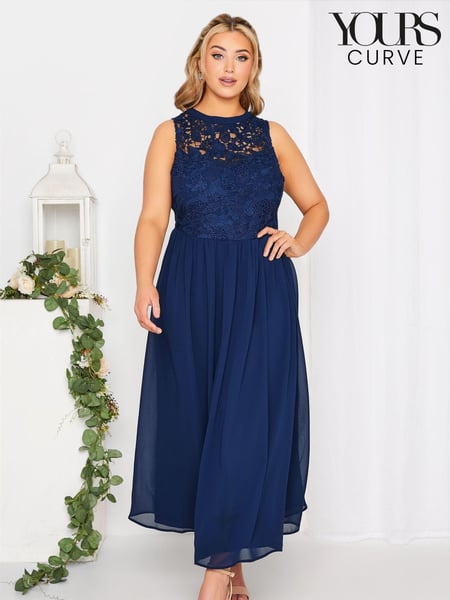 Yours Curve Blue Lace Sweetheart Maxi Dress (P88962) | € 46