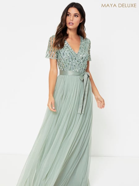 Maya Green Petite Chevron Sequin Maxi Dress (P97412) | € 29