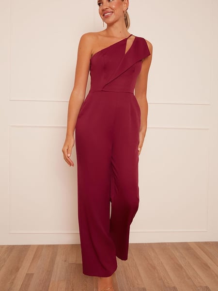 Chi Chi London Berry Red Cut Out One Shoulder Jumpsuit (Q06055) | € 26