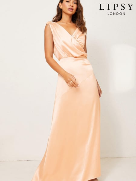 Lipsy Gold Maisie Satin Drape Bridesmaid Dress (Q14881) | € 51