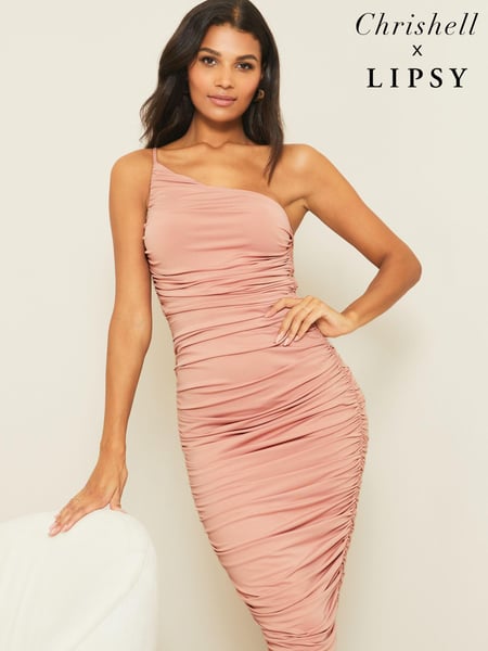Lipsy Nude One Shoulder Slinky Midi Dress (Q14888) | € 26