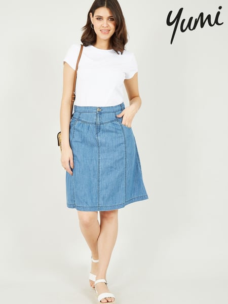 Yumi Blue A-Line Denim Skirt (Q21377) | € 12