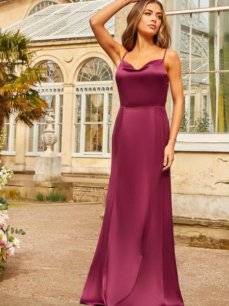Chi Chi London Red Cowl Neck Satin Maxi Dress in Wine (Q26268) | € 67