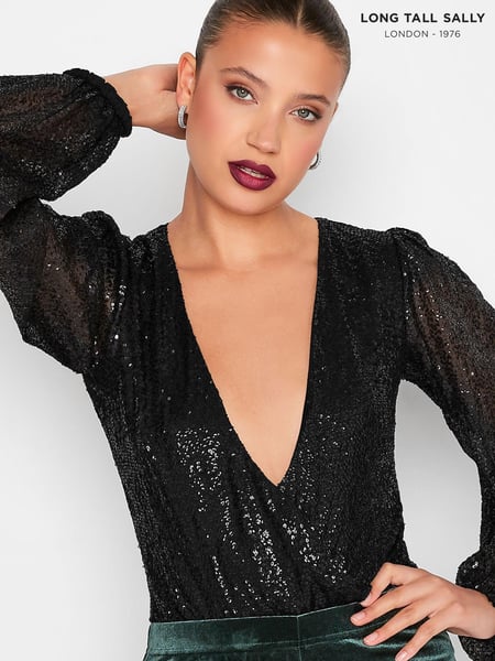 Long Tall Sally Black Sequin Bodysuit (Q28773) | € 24