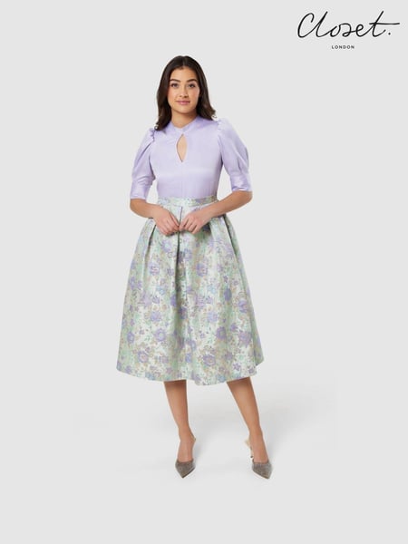 Closet Purple Multi Keyhole Midi Dress (Q31292) | € 89