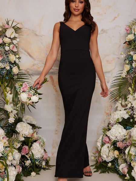 Chi Chi London Black Sleeveless Plunge Neck Maxi Dress (Q33641) | € 24