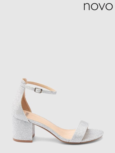 Novo Silver Glitter Wide FIt Pusha Two Part Sandal (Q36266) | € 11