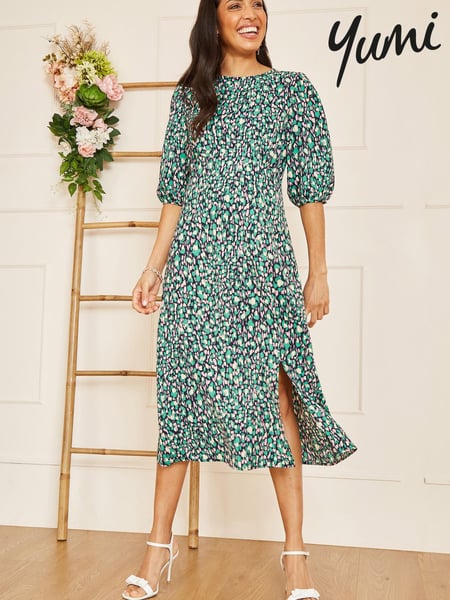 Yumi Green Multi Abstract Animal Print Midi Dress (Q36686) | € 20
