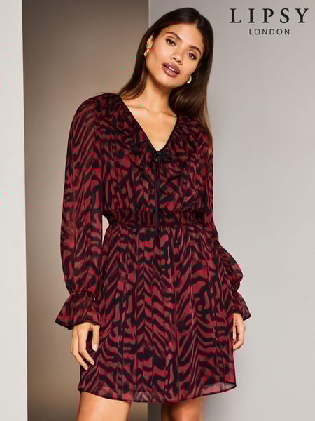 Lipsy Red Ruffle Skater Mini Dress (Q41703) | € 16