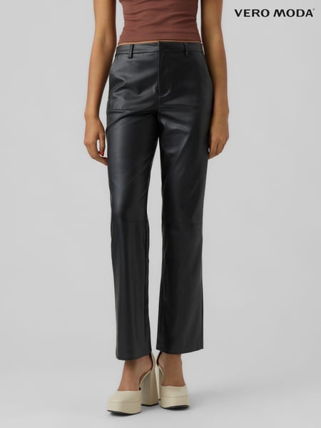 VERO MODA Black Faux Leather Straight Leg Trousers (Q43855) | € 29