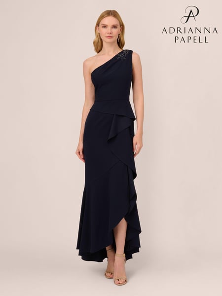 Adrianna Papell Blue Studio Beaded Knit Crepe Gown (Q48257) | € 232