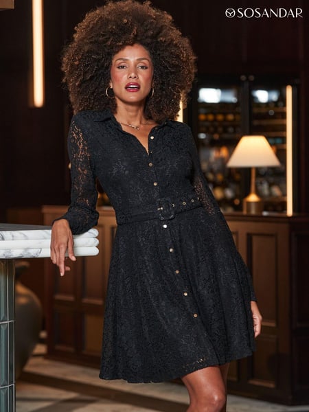 Sosandar Black Lace Shirt Dress (Q49021) | € 69