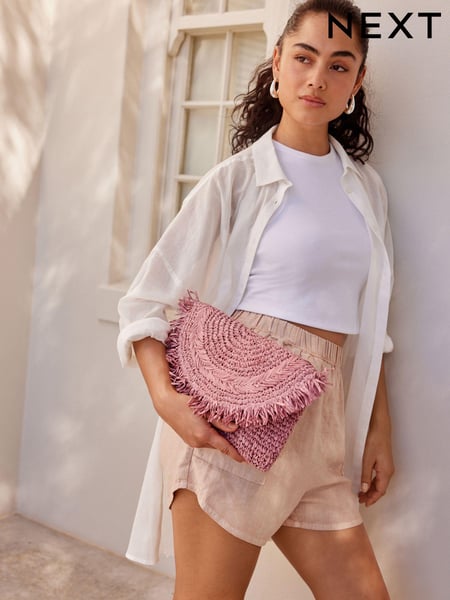 Pink Raffia Fringe Clutch Bag (Q53548) | € 17