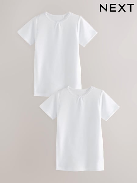 White Thermal Bow Trim T-Shirts 2 Pack (2-16yrs) (Q55690) | € 18 - € 27