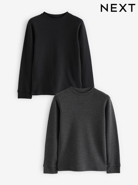 Black/Charcoal Thermal Long Sleeve Tops 2 Pack (2-16yrs) (Q55696) | € 21 - € 30