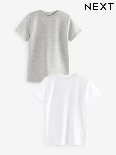 Grey/White Thermal Short Sleeve T-Shirts 2 Pack (2-16yrs) (Q55701) | € 18 - € 27