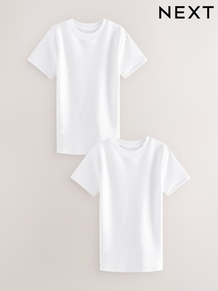 White Thermal Short Sleeve T-Shirts 2 Pack (2-16yrs) (Q55702) | € 18 - € 27
