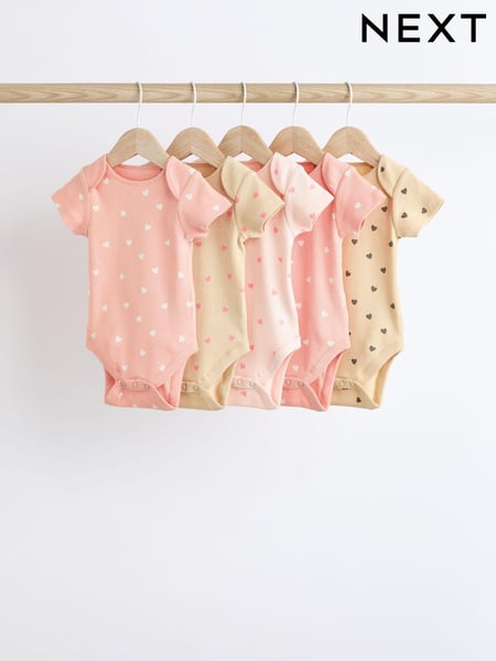 Pink Baby Short Sleeve Bodysuits 5 Pack (Q55863) | € 24 - € 27