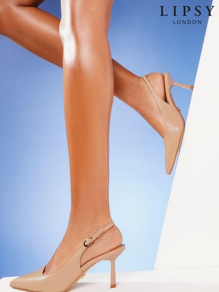 Lipsy Nude Pink Wide FIt Mid Heel Faux Leather Slingback Court Shoes (Q57219) | € 24