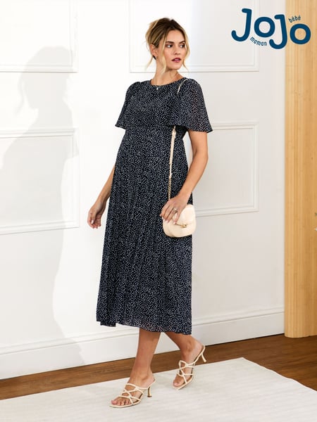 JoJo Maman Bébé Navy Spot Maternity & Nursing Midi Dress (Q57276) | € 110