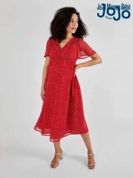 JoJo Maman Bébé Red Spot Maternity Wrap Midi Dress (Q57307) | € 94
