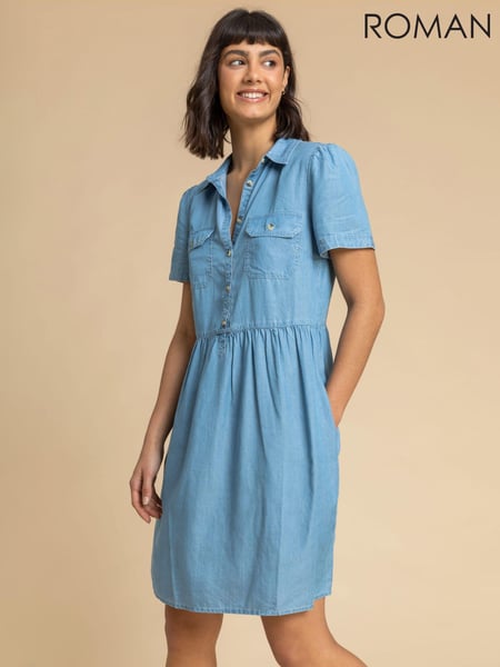 Roman Blue Denim Buttoned Shirt Dress (Q59142) | € 33