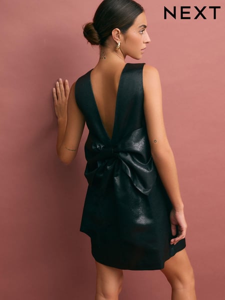 Black Bow Back Glitter Mini Dress (Q61708) | € 43