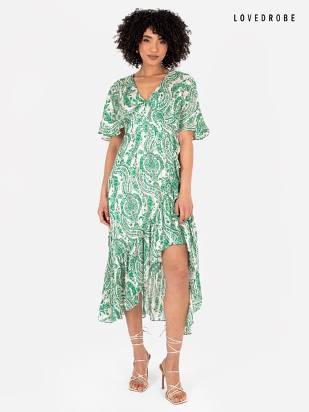 Lovedrobe Cape Sleeve Blue Frill Wrap Hem Midaxi Dress (Q62584) | € 51