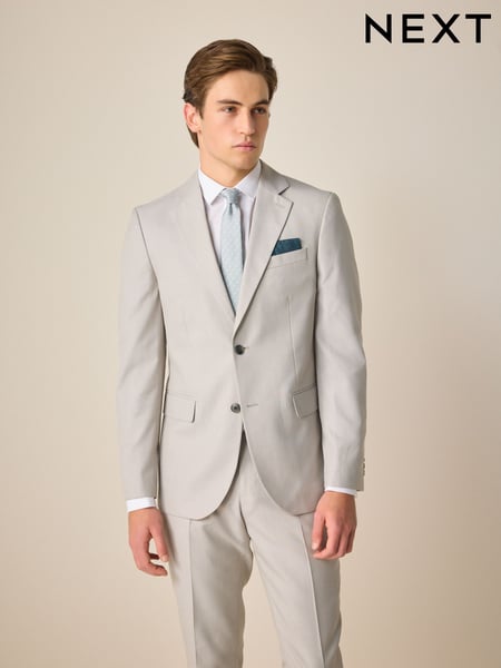 Neutral Slim Fit Textured Suit Jacket (Q62646) | € 96
