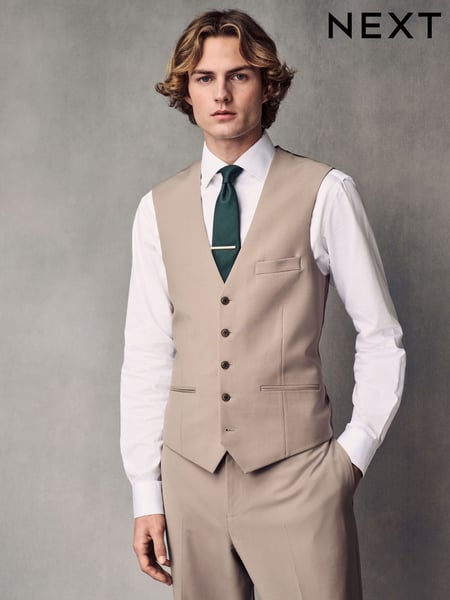 Stone Regular Fit Wool Blend Motionflex Waistcoat (Q62654) | € 82
