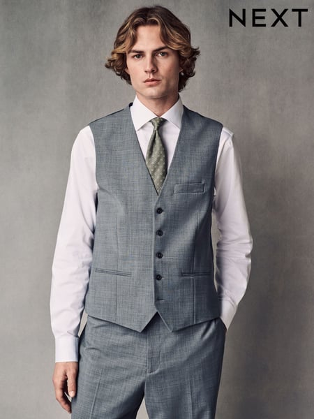 Grey Regular Fit Wool Blend Motionflex Waistcoat (Q62660) | € 82