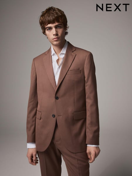 Red Tailored Fit Textured Suit Jacket (Q62673) | € 96