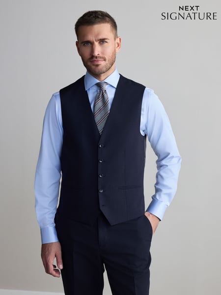 Navy Blue Signature Nova Fides Wool Waistcoat (Q62697) | € 90