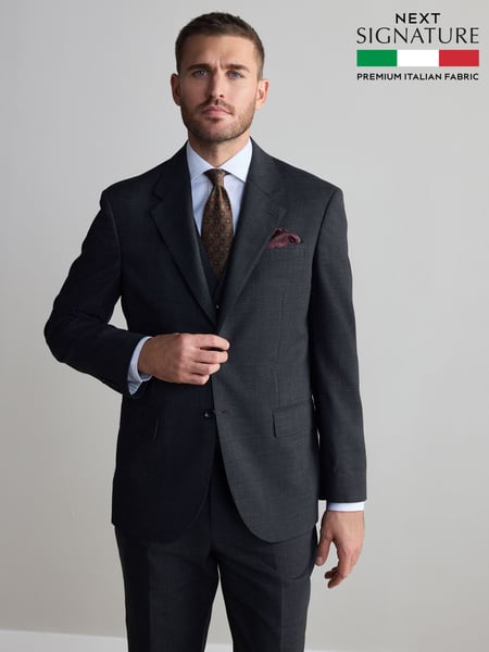 Charcoal Grey Regular Fit Signature Nova Fides Wool Jacket (Q62699) | € 194
