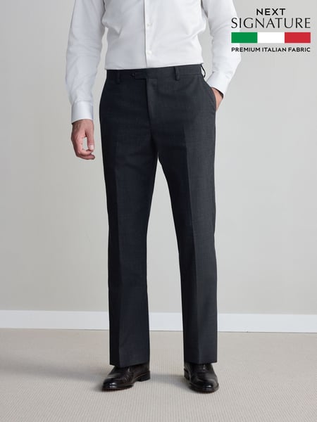 Charcoal Grey Regular Fit Signature Nova Fides Wool Trousers (Q62700) | € 103