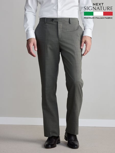Green Regular Fit Signature Nova Fides Wool Trousers (Q62707) | € 103