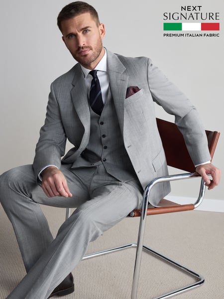Grey Regular Fit Signature Nova Fides Wool Jacket (Q62711) | € 194