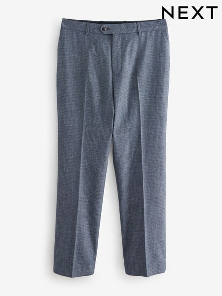 Blue Regular Fit Trimmed Textured Suit Trousers (Q62745) | € 67